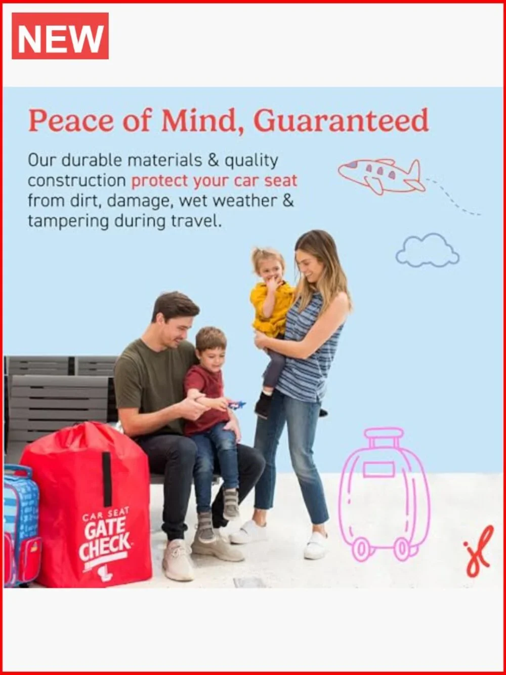 Gate Check Travel Bag for Car Seats, AirTag Compatible